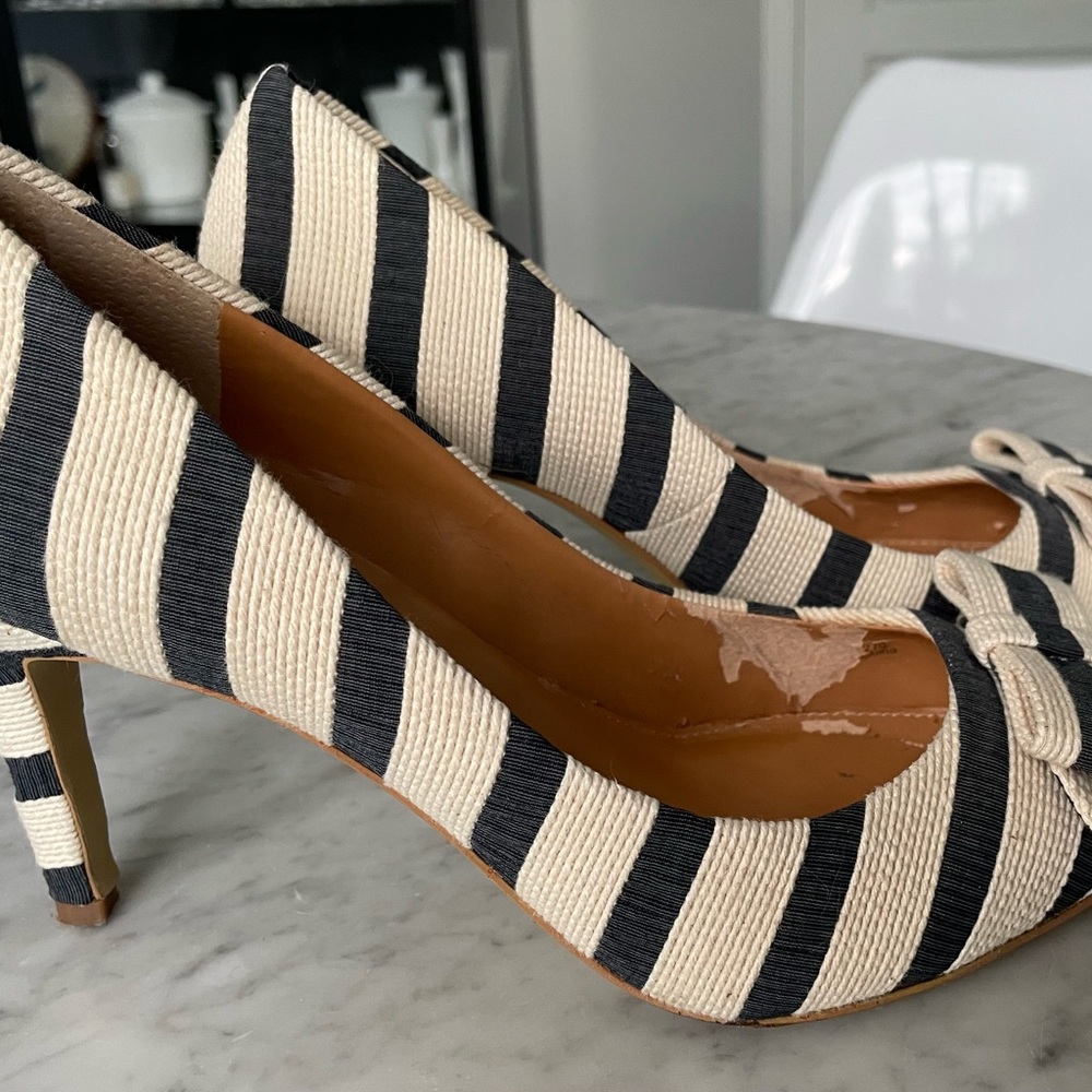 J. Crew Black and Cream Striped Women's Shoes - Picture 3 of 3